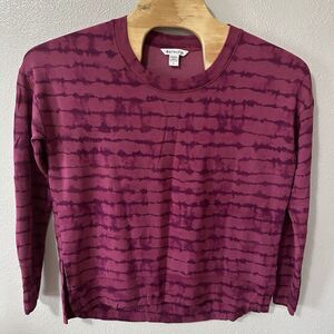 Athleta Coaster Luxe Printed Sweatshirt Size‎ Large Tahiti Vintage Plum Crewneck